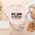 My Son Will Be On The Field Baseball Mom Women's Heather T-Shirt Heather Peach My Son Will Be On The Field Baseball Mom Women's Heather T-Shirt Heather Peach