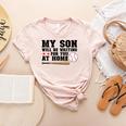 My Son Will Be Waiting For You At Home Baseball Mom Women's Heather T-Shirt Heather Peach My Son Will Be Waiting For You At Home Baseball Mom Women's Heather T-Shirt Heather Peach