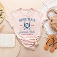 Spring 2024 Season Cute Baseball Mom Home Plate Social Club Women's Heather T-Shirt Heather Peach