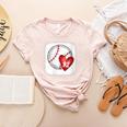 Womens Bleached Custom Baseball Mom Number 32 Heart For Mom Women's Heather T-Shirt Heather Peach Womens Bleached Custom Baseball Mom Number 32 Heart For Mom Women's Heather T-Shirt Heather Peach