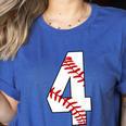 4 Laces 4th Birthday Boy Four Years Baseball Mom T-Shirt Women's Heather T-Shirt Heather True Royal