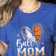 Ball Mom Heart Basketball Baseball Mom Women's Heather T-Shirt Heather True Royal Ball Mom Heart Basketball Baseball Mom Women's Heather T-Shirt Heather True Royal
