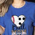 Ball Mom Heart Soccer Baseball Mom Women's Heather T-Shirt Heather True Royal Ball Mom Heart Soccer Baseball Mom Women's Heather T-Shirt Heather True Royal