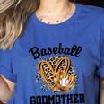 Baseball Godmother Leopard Heart Baseball Mom Game Day Women's Heather T-Shirt Heather True Royal