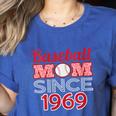 Baseball Mom Since 1969 Women's Heather T-Shirt Heather True Royal