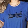 Baseball Mom 1970s Retro Cursive Font Women's Heather T-Shirt Heather True Royal Baseball Mom 1970s Retro Cursive Font Women's Heather T-Shirt Heather True Royal