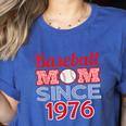 Baseball Mom Since 1976 Women's Heather T-Shirt Heather True Royal