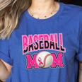 BASEBALL MOM BREAST CANCER RIBBON PINK SPORTS MOM Women's Heather T-Shirt Heather True Royal BASEBALL MOM BREAST CANCER RIBBON PINK SPORTS MOM Women's Heather T-Shirt Heather True Royal