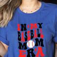 In My Baseball Mom Era Groovy Mom Women's Heather T-Shirt Heather True Royal In My Baseball Mom Era Groovy Mom Women's Heather T-Shirt Heather True Royal