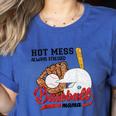 Baseball Mom Hot Mess Always Stressed Baseball Mama Women's Heather T-Shirt Heather True Royal