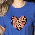 Baseball Mom Leopard Heart Valentine Day Mother Day Women's Heather T-Shirt Heather True Royal