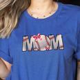 Baseball Mom With Pink Bow Women's Heather T-Shirt Heather True Royal Baseball Mom With Pink Bow Women's Heather T-Shirt Heather True Royal