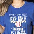 Baseball Mom Quote I Teach My Kids To Hit And Steal Women's Heather T-Shirt Heather True Royal Baseball Mom Quote I Teach My Kids To Hit And Steal Women's Heather T-Shirt Heather True Royal