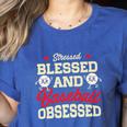Baseball Mom Stressed Blessed And Baseball Obsessed Premium Women's Heather T-Shirt Heather True Royal