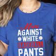 Baseball Moms Against White Baseball Pants Women's Heather T-Shirt Heather True Royal