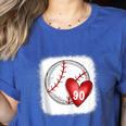 Bleached Custom Baseball Mom Number 90 Heart For Mom Women's Heather T-Shirt Heather True Royal Bleached Custom Baseball Mom Number 90 Heart For Mom Women's Heather T-Shirt Heather True Royal