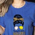Busy Raising Ballers Tennis Baseball Mom Messy Bun Leopard Women's Heather T-Shirt Heather True Royal Busy Raising Ballers Tennis Baseball Mom Messy Bun Leopard Women's Heather T-Shirt Heather True Royal