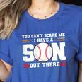 You Can't Scare Me I Have a Son Baseball Mom Women's Heather T-Shirt Heather True Royal
