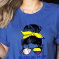 Colombia Baseball Mom Messy Bun Women's Heather T-Shirt Heather True Royal