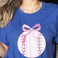 Coquette Baseball Mom Pink Bow Baseball Mama Women's Heather T-Shirt Heather True Royal Coquette Baseball Mom Pink Bow Baseball Mama Women's Heather T-Shirt Heather True Royal