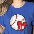 Custom Baseball Mom Number 10 Heart For Mom Mommy Women's Heather T-Shirt Heather True Royal