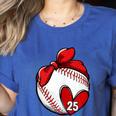 Custom Baseball Mom Number 25 Heart For Mom Mommy Women's Heather T-Shirt Heather True Royal