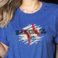 Distressed Baseball Mom Women's Heather T-Shirt Heather True Royal Distressed Baseball Mom Women's Heather T-Shirt Heather True Royal