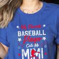 My Favorite Baseball Player Calls Me Mimi For Baseball Mom Women's Heather T-Shirt Heather True Royal