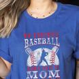 My Favorite Baseball Player Calls Me Mom Proud Baseball Mom Premium Women's Heather T-Shirt Heather True Royal