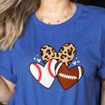 Football Baseball Heart Football Baseball Mom Women's Heather T-Shirt Heather True Royal