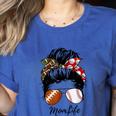 Football Mom Baseball Mom Life Messy Bun Mom Of Both Women's Heather T-Shirt Heather True Royal