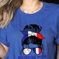 French Baseball Mom France Messy Bun Women's Heather T-Shirt Heather True Royal French Baseball Mom France Messy Bun Women's Heather T-Shirt Heather True Royal