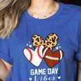 Game Day Vibes Football Baseball Mom Heart Women's Heather T-Shirt Heather True Royal