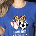 Game Day Vibes Soccer Baseball Mom Heart Women's Heather T-Shirt Heather True Royal