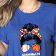 Grandma Life Basketball And Baseball Mom Funny Women's Heather T-Shirt Heather True Royal