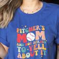 Groovy Ptchers Baseball Mom And Not Afraid To Yell About It Women's Heather T-Shirt Heather True Royal