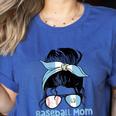 Guatemala Baseball Mom Messy Bun Women's Heather T-Shirt Heather True Royal