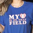 My Heart Is On That Court Baseball Mom Women's Heather T-Shirt Heather True Royal My Heart Is On That Court Baseball Mom Women's Heather T-Shirt Heather True Royal