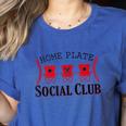 Home Plate Social Club Softball Season Baseball Mom Women's Heather T-Shirt Heather True Royal