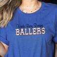Kinda Busy Raising Ballers Funny Baseball Mom Mother's Day Women's Heather T-Shirt Heather True Royal