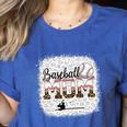 Leopard Baseball Mom Mama Mommy Bleached Women's Heather T-Shirt Heather True Royal