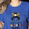 Loud And Proud Baseball Mom Messy Bun Leopard Baseball Mom Women's Heather T-Shirt Heather True Royal