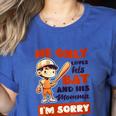 Loves Bat And His Momma Baseball Mom Women's Heather T-Shirt Heather True Royal Loves Bat And His Momma Baseball Mom Women's Heather T-Shirt Heather True Royal