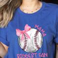 Mama Biggest Fan Coquette Bow Baseball Mom Fan Mother's Day Women's Heather T-Shirt Heather True Royal Mama Biggest Fan Coquette Bow Baseball Mom Fan Mother's Day Women's Heather T-Shirt Heather True Royal
