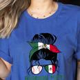 Mexico Baseball Mom Messy Bun Women's Heather T-Shirt Heather True Royal
