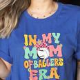In My Mom Of Ballers Era Groovy Volleyball Baseball Mom Cute Women's Heather T-Shirt Heather True Royal In My Mom Of Ballers Era Groovy Volleyball Baseball Mom Cute Women's Heather T-Shirt Heather True Royal
