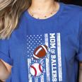 Mom Of Ballers USA Flag Football Baseball Mom Women's Heather T-Shirt Heather True Royal