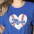 Mother's Day Distressed Heart Baseball Mom Mama Sport Fan Women's Heather T-Shirt Heather True Royal