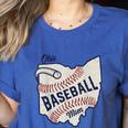 Ohio Baseball Mom Women's Heather T-Shirt Heather True Royal