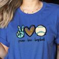 Peace Love Baseball Lover Motif For Women Pink Baseball Mom Women's Heather T-Shirt Heather True Royal